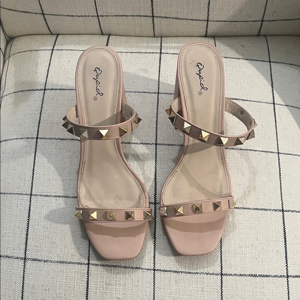 Qupid Blush Studded Heels